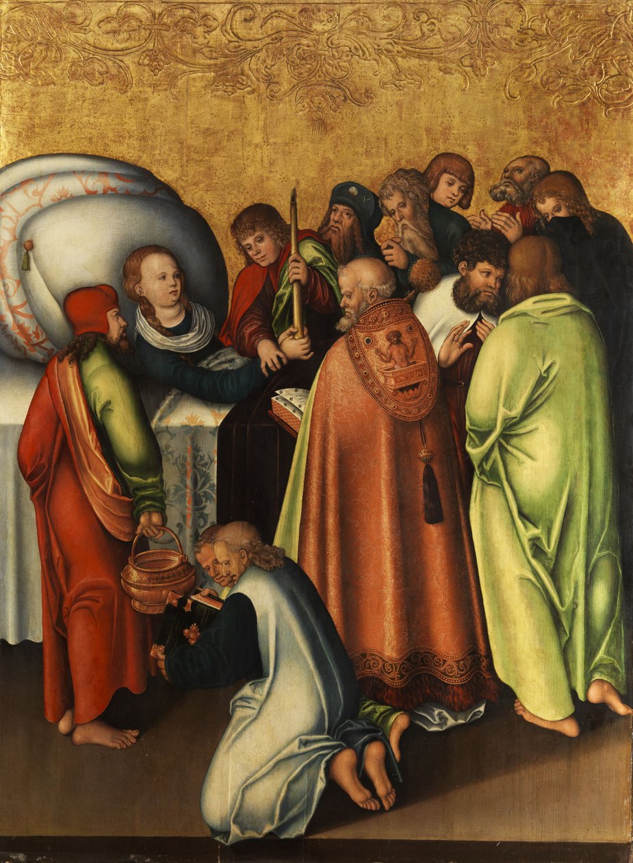 Marias död bland apostlarna av workshop of Lucas Cranach the Elder