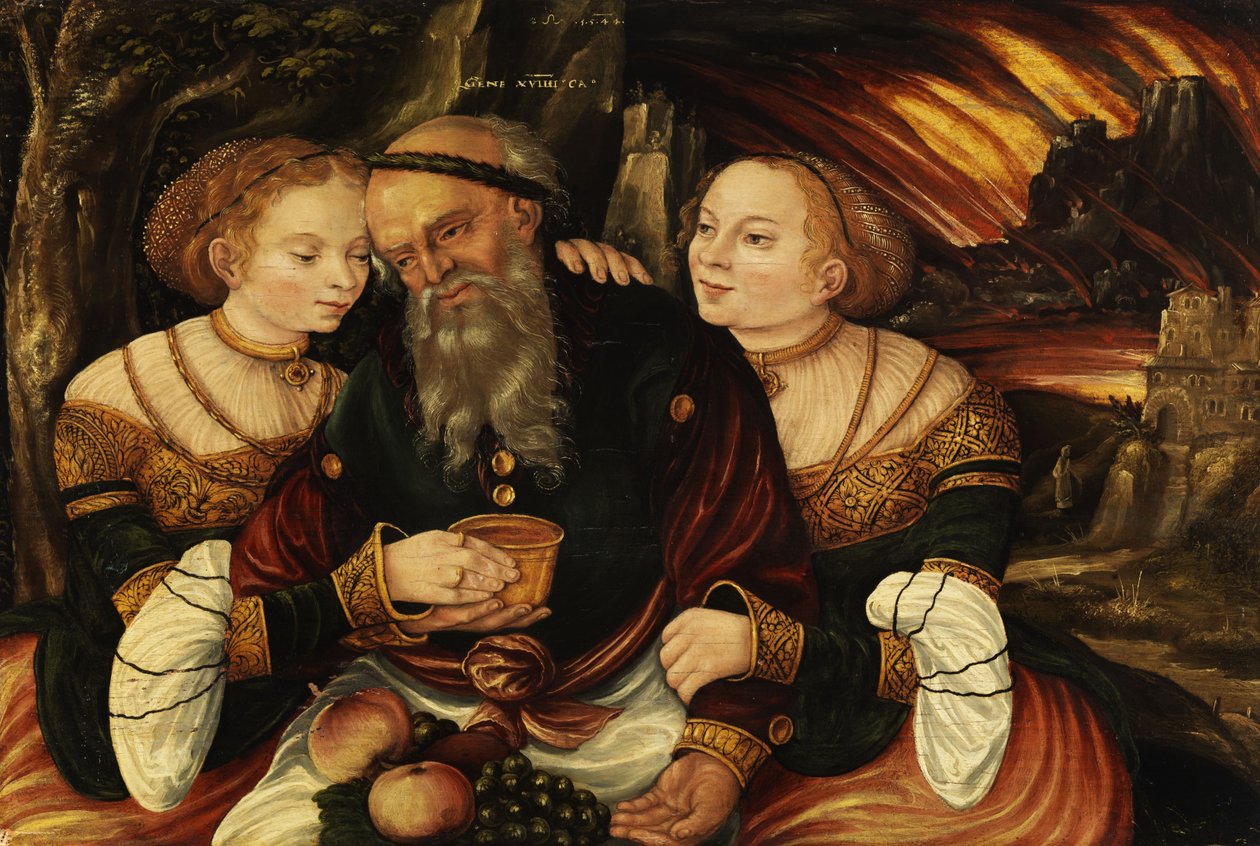 Lot and his daughters av Lucas Cranach the Younger  