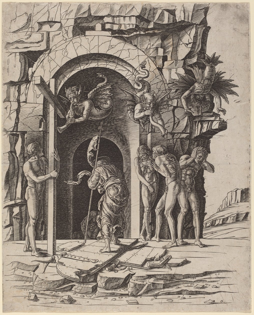 Nedstigning till Limbo av Workshop of Andrea Mantegna