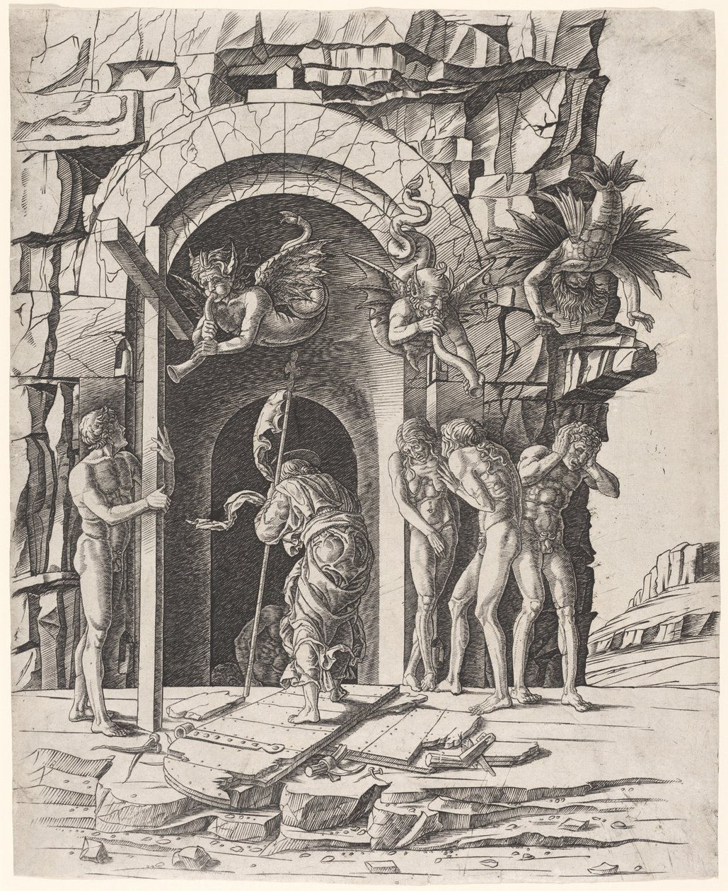 Nedstigning till Limbo av Workshop of Andrea Mantegna