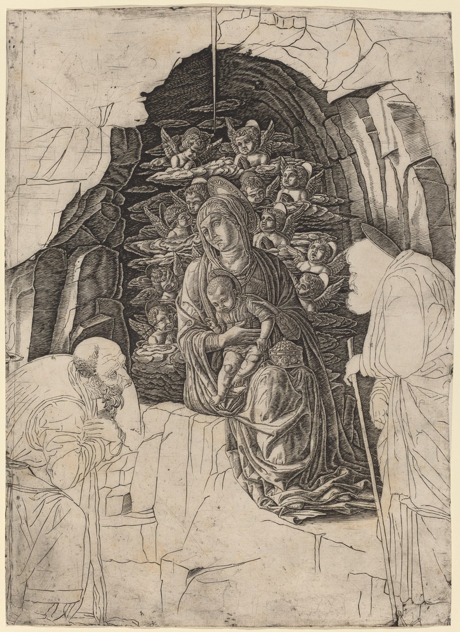 The Adoration of the Magi (Jungfrun i grottan) av Workshop of Andrea Mantegna
