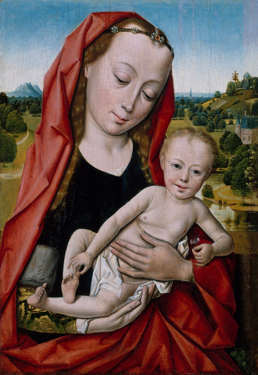 Jungfru och barn, 1475-99. av Workshop of Dieric Bouts