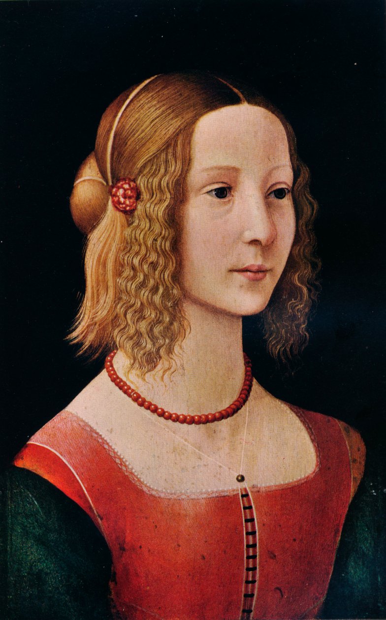 Porträtt av en flicka, 1490 1930 av Workshop of Domenico Ghirlandaio