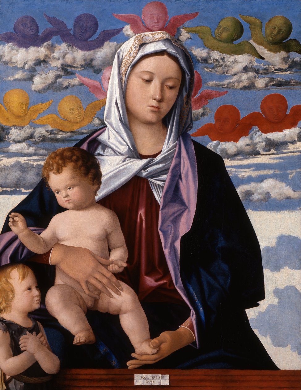 Madonna med barn och Johannes Döparen av Workshop of Giovanni Bellini