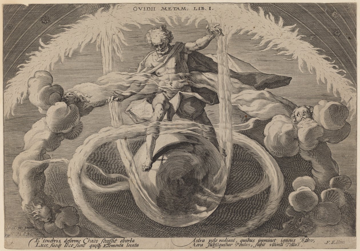 Kaos: Upplösningen av kaos, eller skapandet av elementen av Workshop of Hendrick Goltzius, after Hendrick Goltzius