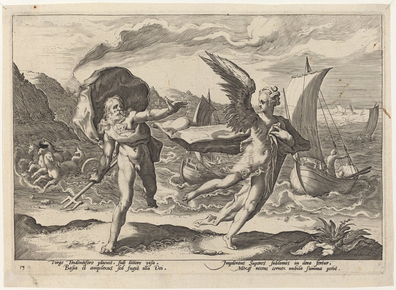Coronis förvandlades till en kråka av Workshop of Hendrick Goltzius, after Hendrick Goltzius