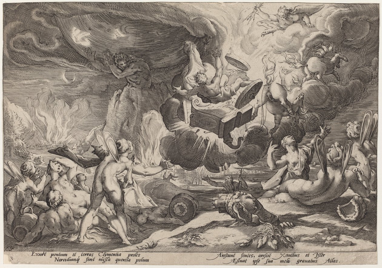 Phaetons fall av Workshop of Hendrick Goltzius, after Hendrick Goltzius