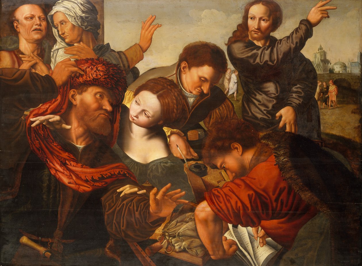 Matteus kallelse. av Workshop of Jan Sanders van Hemessen