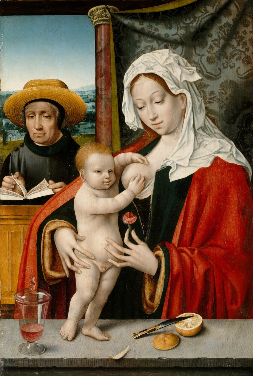 Den heliga familjen, möjligen 1527-33. av Workshop of Joos van Cleve