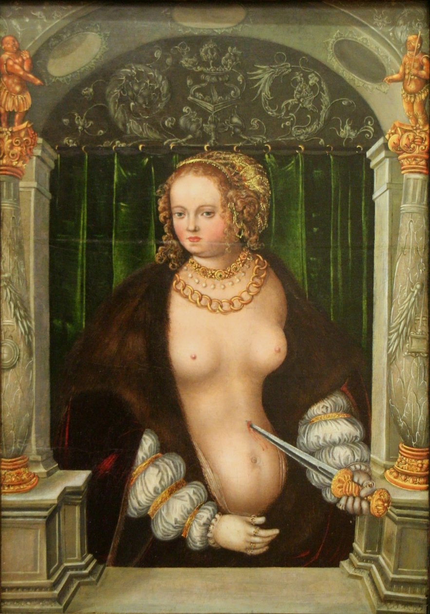 Holländska: Lucretias självmord Lucretias självmord av workshop of Lucas Cranach the Elder