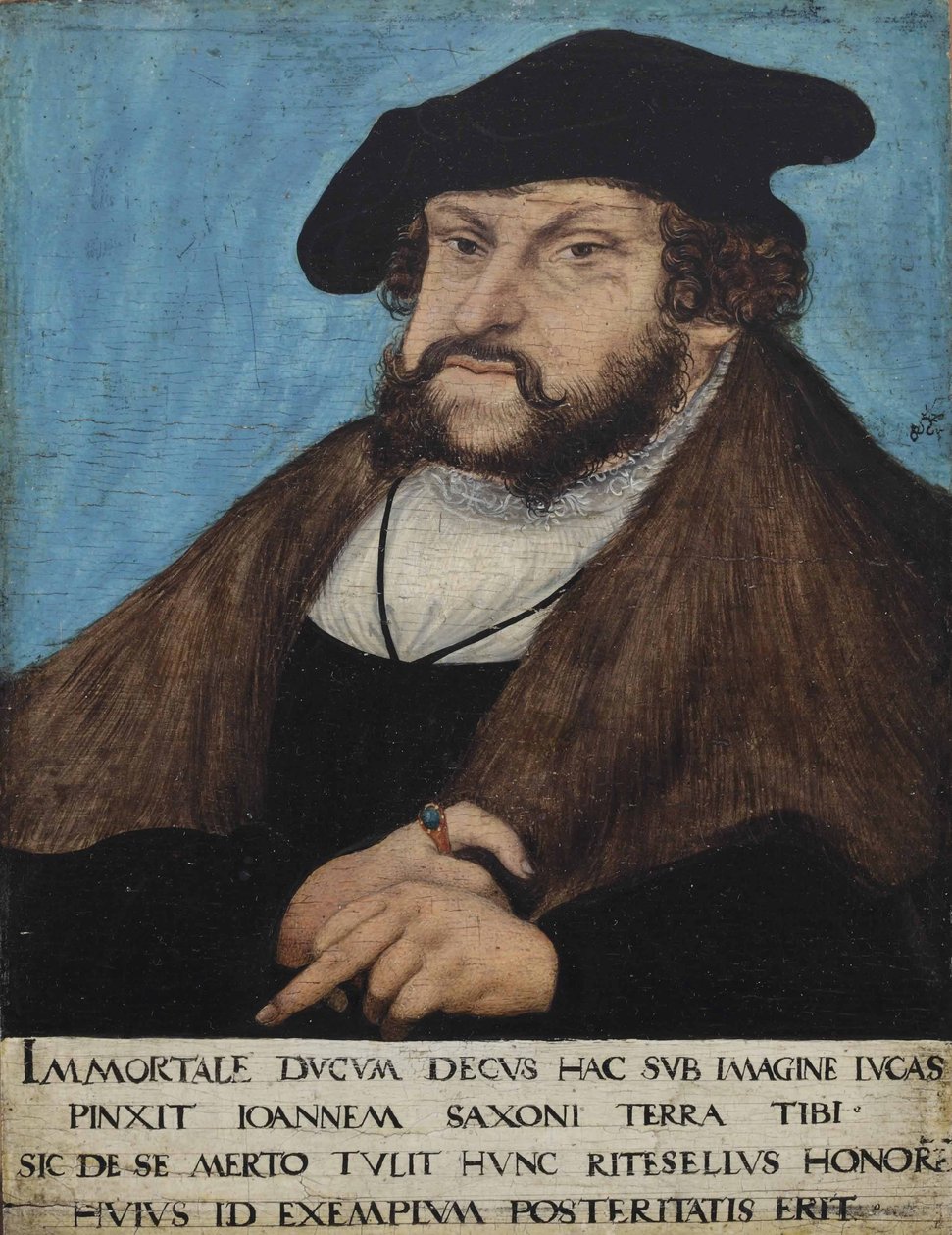 Tyska: Porträtt av Johan den ståndaktige, kurfurste av Sachsen Porträtt av Johan den ståndaktige, kurfurste av Sachsen, kurfurste av Sachsen av workshop of Lucas Cranach the Elder