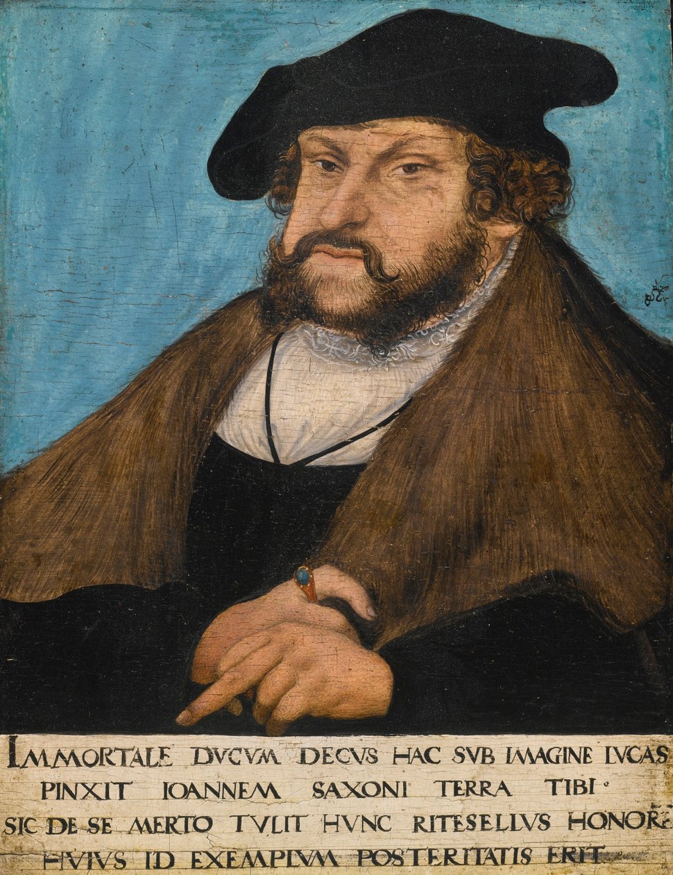Tyska: Porträtt av Johan den ståndaktige, kurfurste av Sachsen Porträtt av Johan den ståndaktige, kurfurste av Sachsen, kurfurste av Sachsen av workshop of Lucas Cranach the Elder