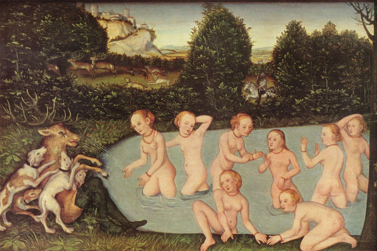 Tyska: Diana und Aktäon Diana och Actaeon av workshop of Lucas Cranach the Elder