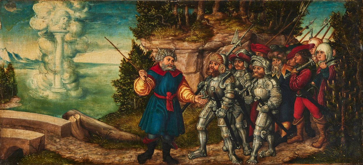 Tyska: Moses und die Wolkensäule Moses och molnpelaren av workshop of Lucas Cranach the Elder