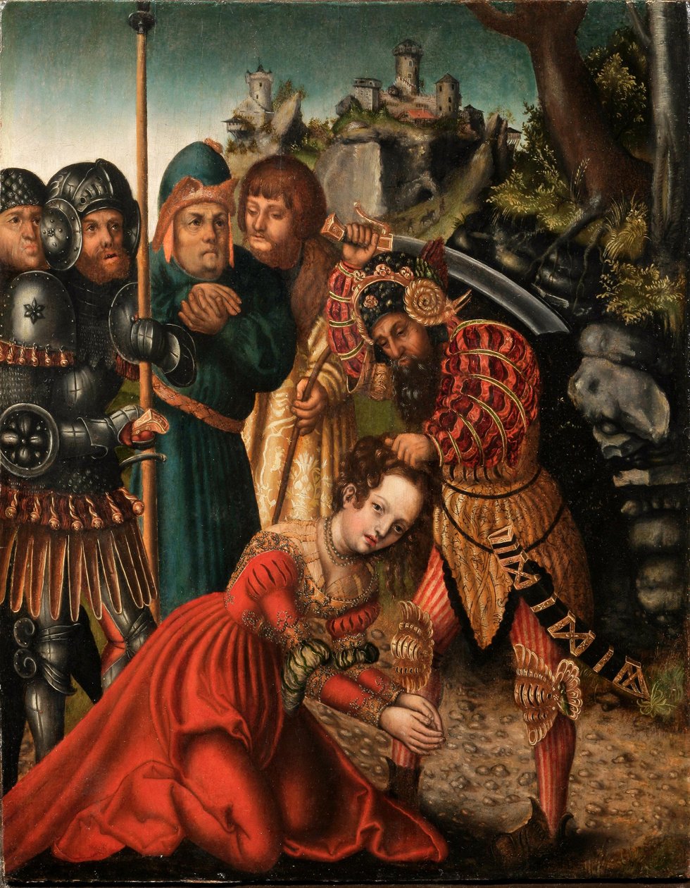Den heliga Barbaras martyrskap av workshop of Lucas Cranach the Elder