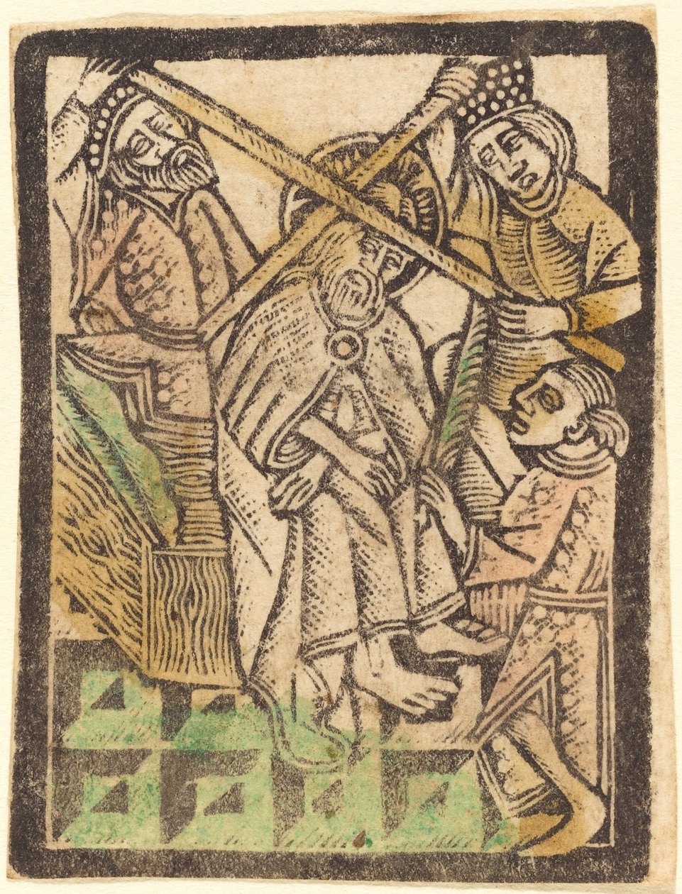 Kristus krönt med törnar av Workshop of Master of the Aachen Madonna