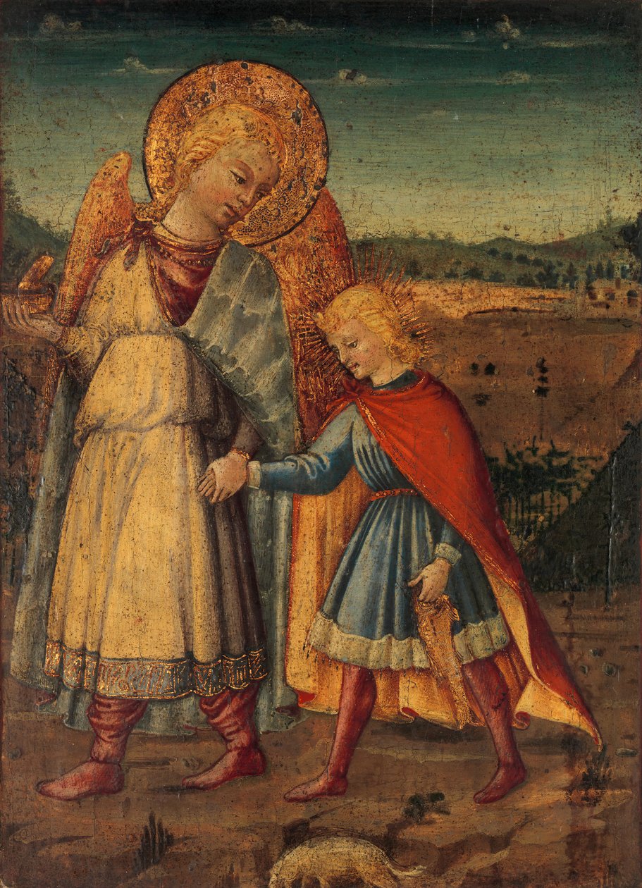 Ärkeängeln Rafael och Tobias, tidigt till mitten av 1460-talet. av Workshop of Neri di Bicci