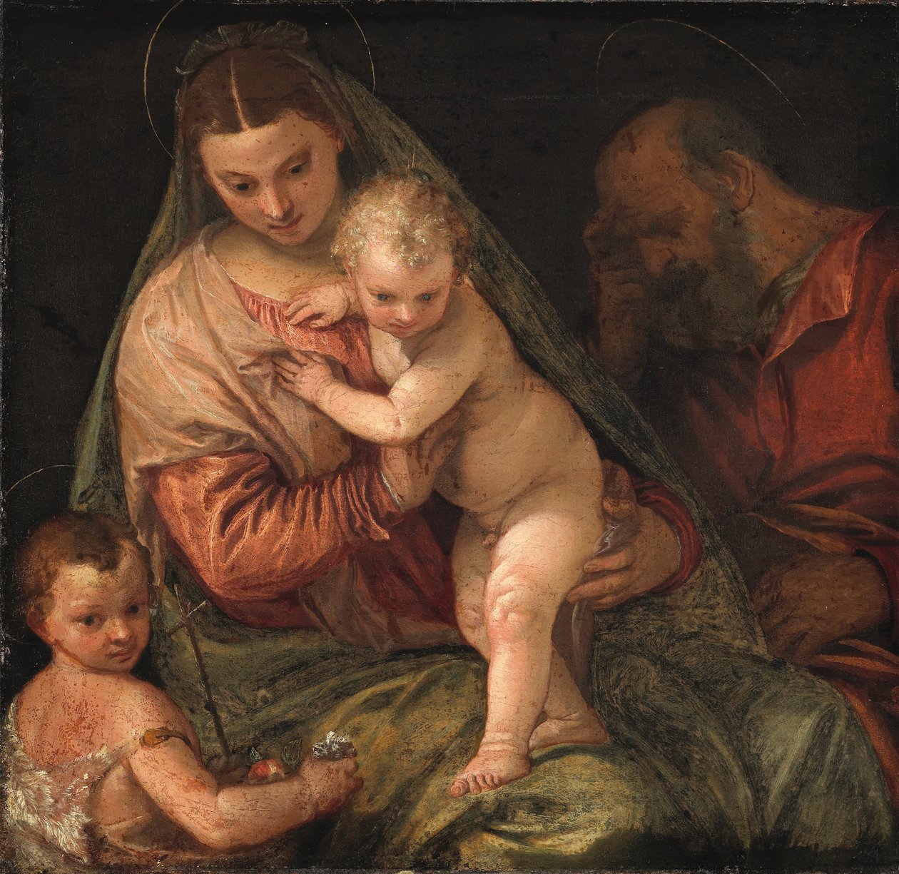 Den heliga familjen med spädbarnet Johannes Döparen av Workshop of Paolo Veronese