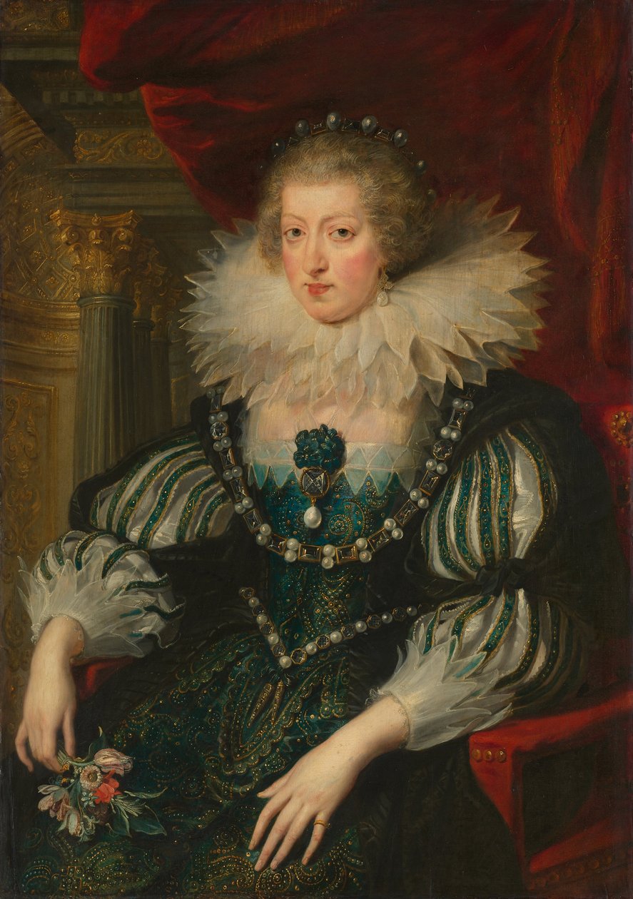 Nederländska: Anna av Österrike (1601-1666) Anne av Österrike (1601-66). Hustru till Ludvig XIII, kung av Frankrike av Workshop of Peter Paul Rubens