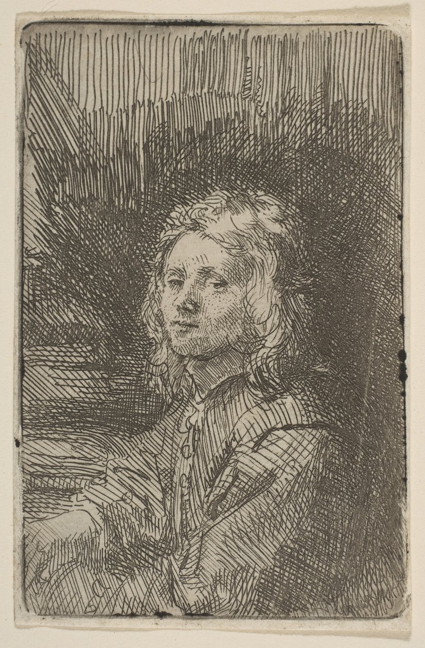 Ung man, halvlång, 1620-69. av Workshop of Rembrandt