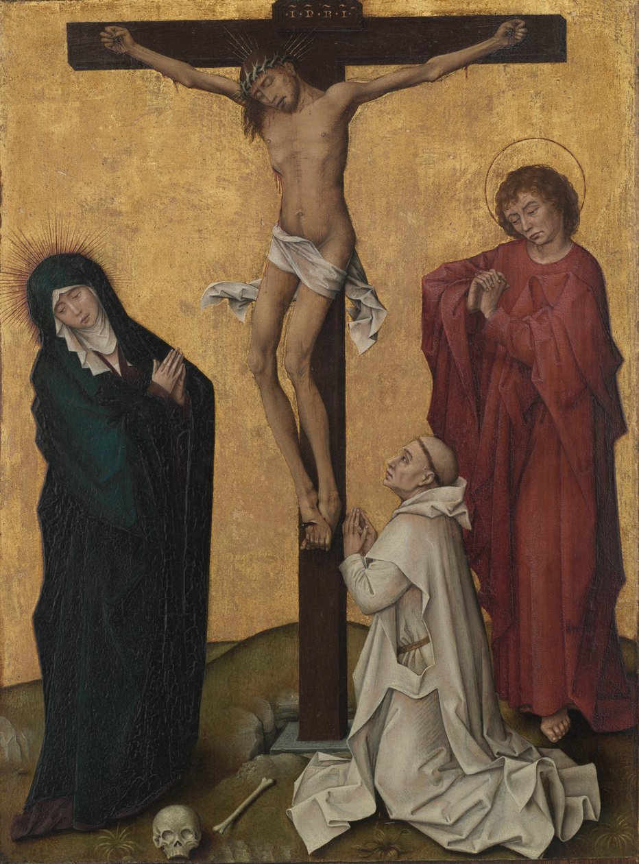 Korsfästelsen med en kartusisk munk av Workshop of Rogier van der Weyden