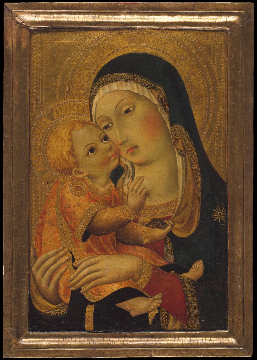 Madonna och barn, ca. 1448-60. av Workshop of Sano di Pietro
