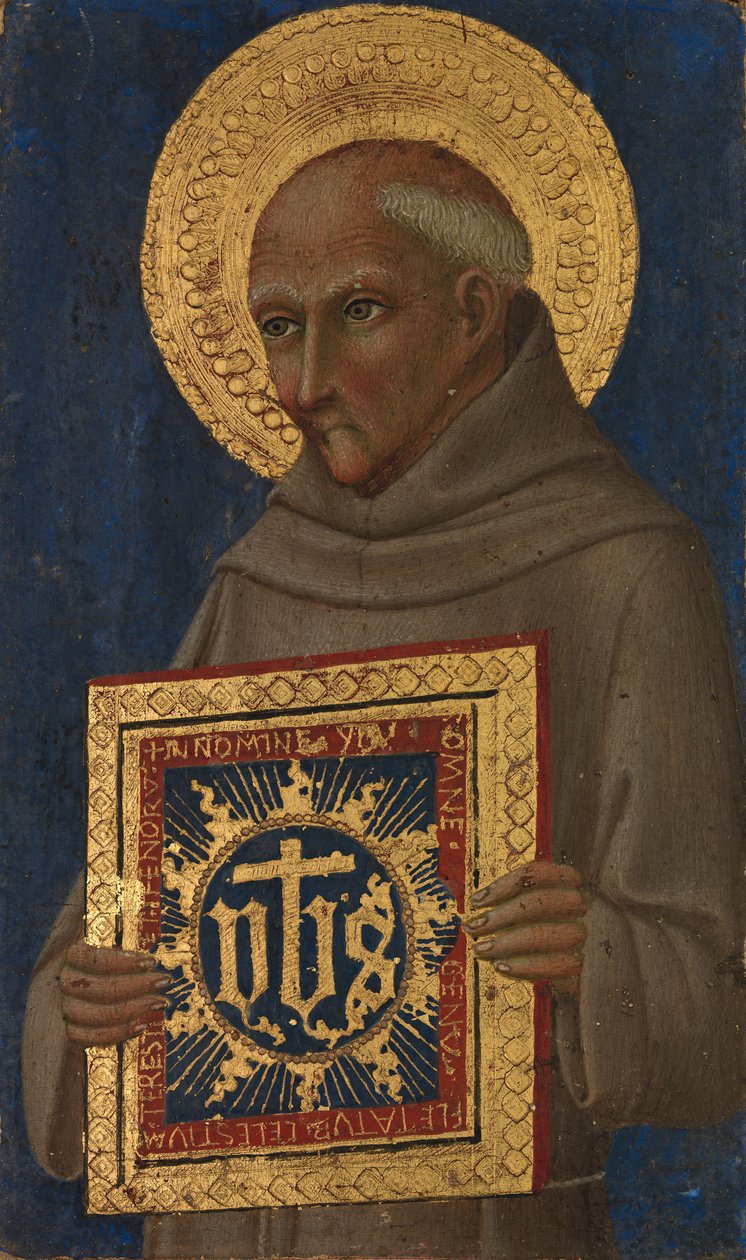 Saint Bernardino, ca. 1460-70. av Workshop of Sano di Pietro
