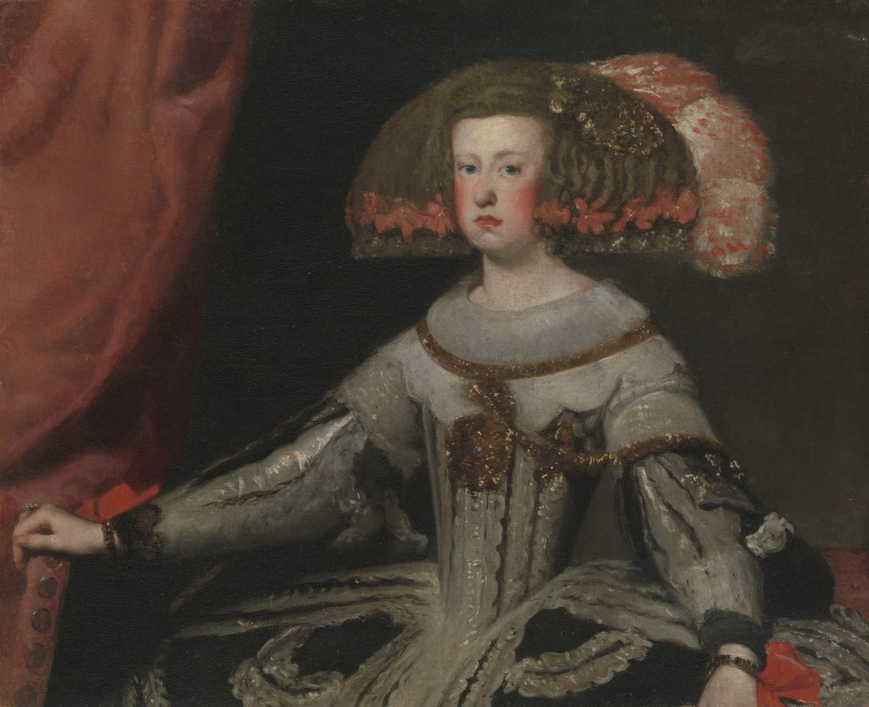Mariana av Österrike 1634-1696, drottning av Spanien. av Workshop of Velázquez