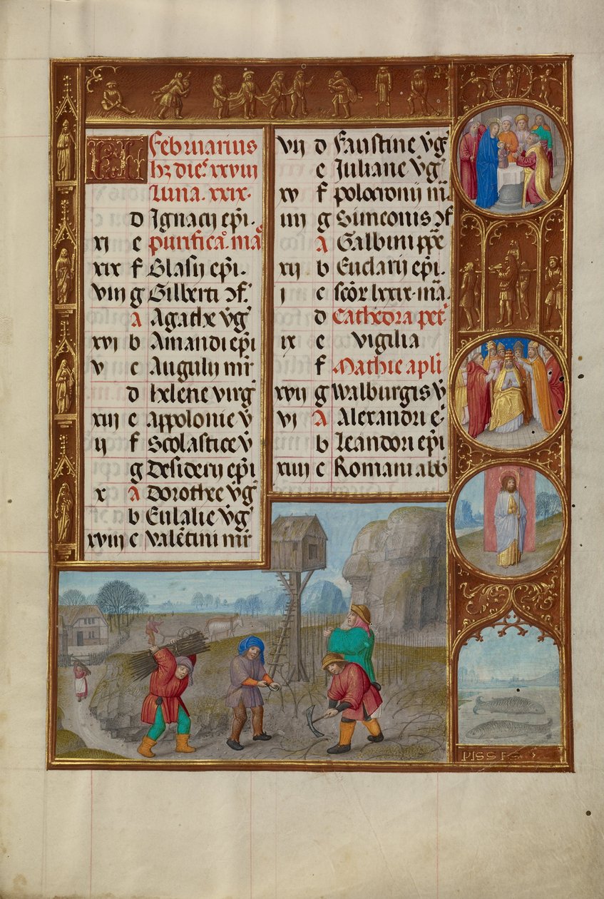 Arbeta i en vingård; Fiskarnas stjärntecken av Workshop of the Master of James IV of Scotland