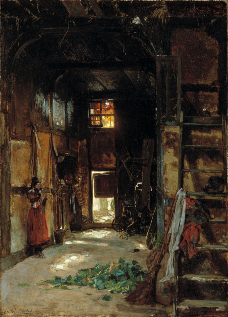 Interiör av en Westfalsk stuga, 1852. av Worthington Whittredge
