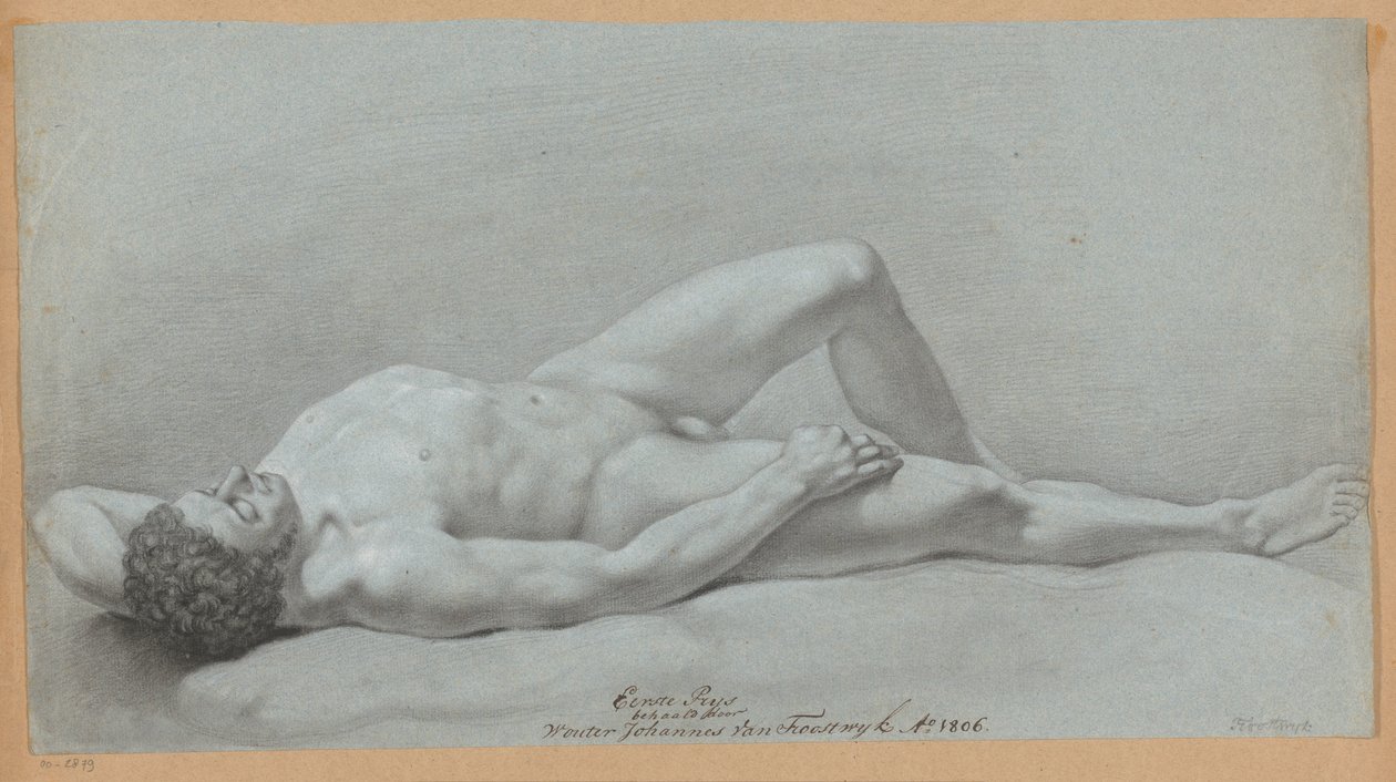 Manlig naken liggande liggande (1:a pris 1806) av Wouter Johannes van Troostwijk