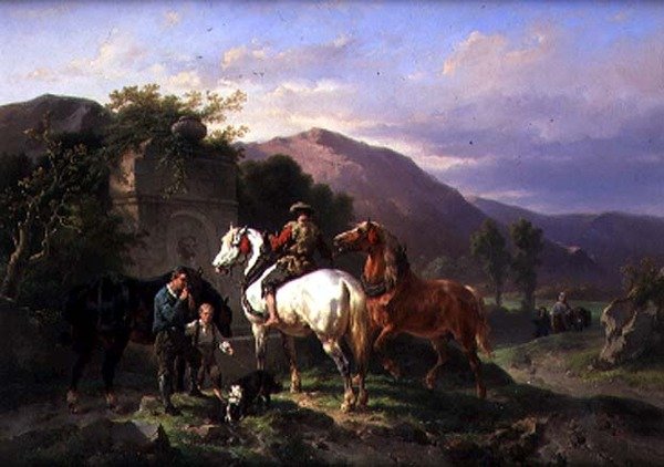 Watering the Horses (olja på duk) av Wouterus Verschuur