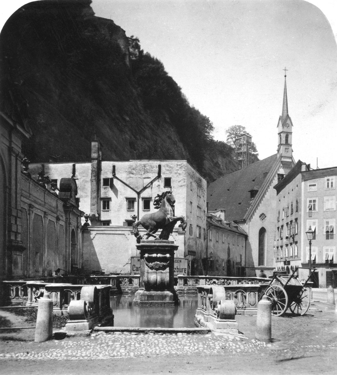 Pferdeschwemme-hästbrunnen, Salzburg, Österrike, c1900-talet. av Wurthle and Sons
