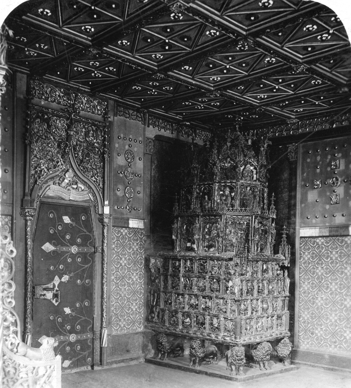 Ugnen i Princes Chamber, Festung Hohensalzburg, Salzburg, Österrike, c1900-talet. av Wurthle and Sons