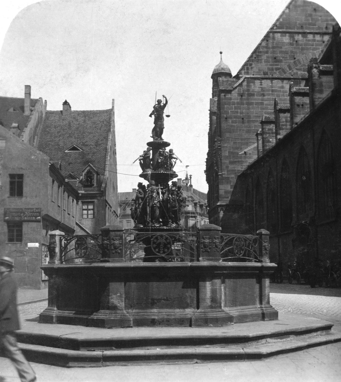Tugendbrunnen, Nürnberg, Bayern, Tyskland, c1900 av Wurthle and Sons