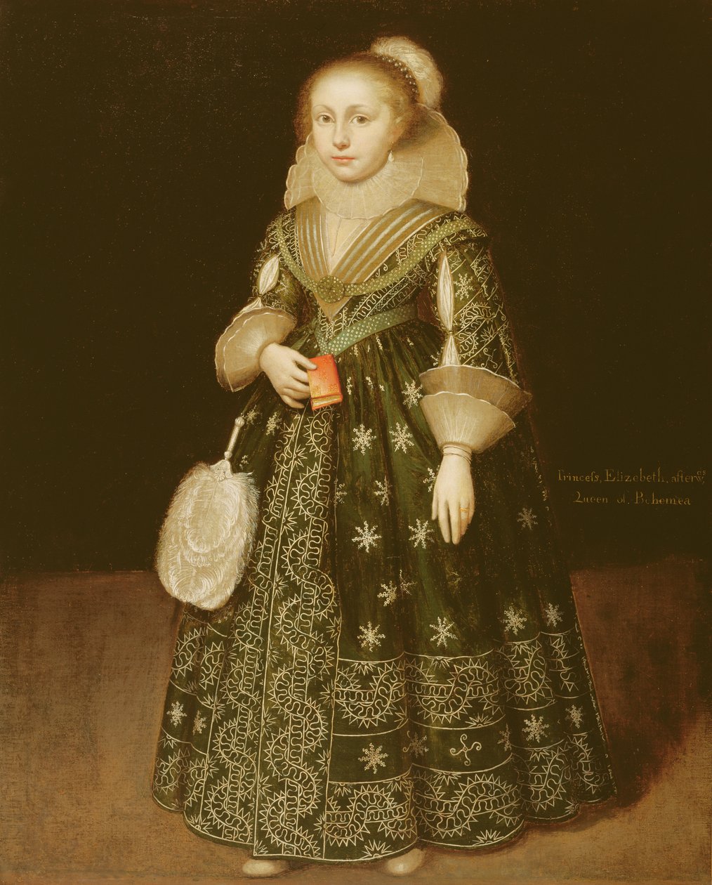 Porträtt av en ung flicka, som traditionellt sägs vara Elisabeth, drottning av Böhmen (1596-1662). av Wybrand Simonsz. de Geest