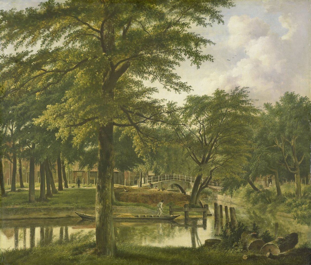 Utsikt över Nieuwe Gracht nära Bolwerk, Haarlem av Wybrand Hendriks (signed by artist)