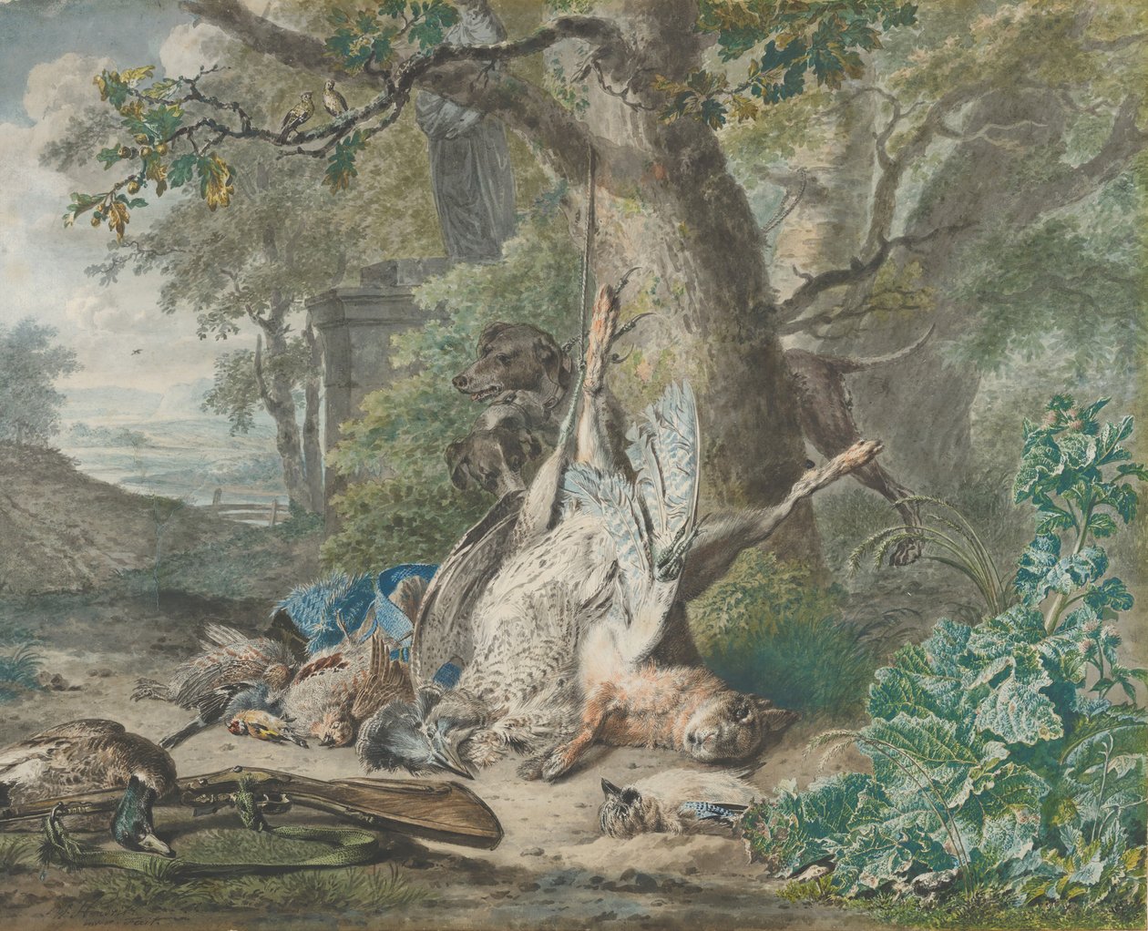 Jaktstilleben i en skog, 1784. av Wybrand Hendriks