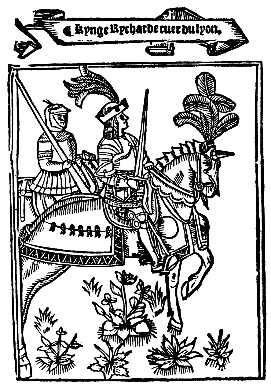Richard I Coeur de Lion Lionheart, kung av England från 1100-talet, 1528 av Wynkyn de Worde