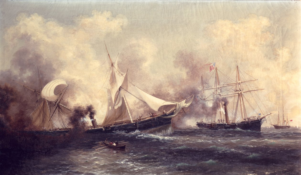 U.S.S. Kearsarge sänker Alabama av Xanthus Russell Smith