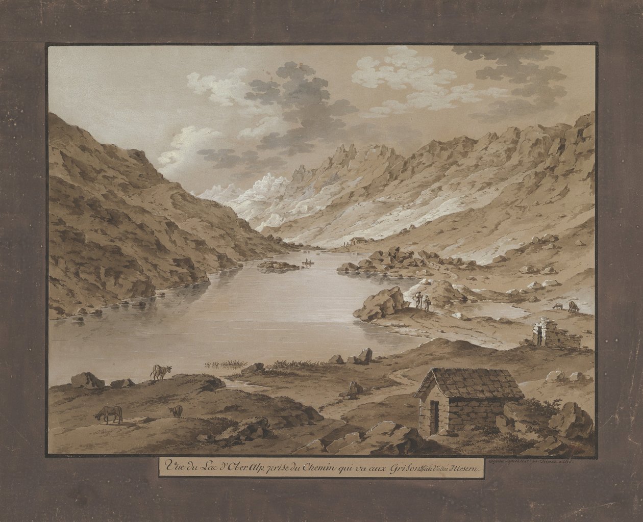 Utsikt över Oberalpsjön, sent 1700-1800-tal. av Xaver Triner