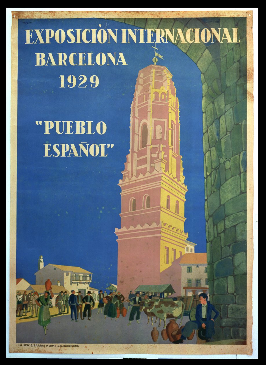 Affisch som annonserar den internationella utställningen i Barcelona, 1929 av Xavier Nogues