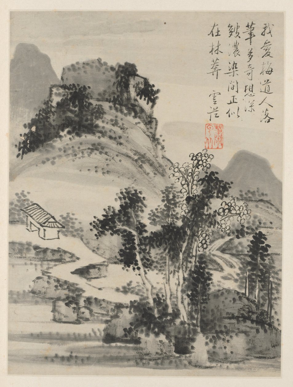 Album of Seasonal Landscapes, Leaf D föregående blad 2, 1668. av Xiao Yuncong