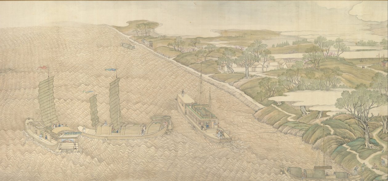 Qianlong Emperors Southern Inspection Tour, Scroll Four: The Confluence of the Huai..., 1770. av Xu Yang