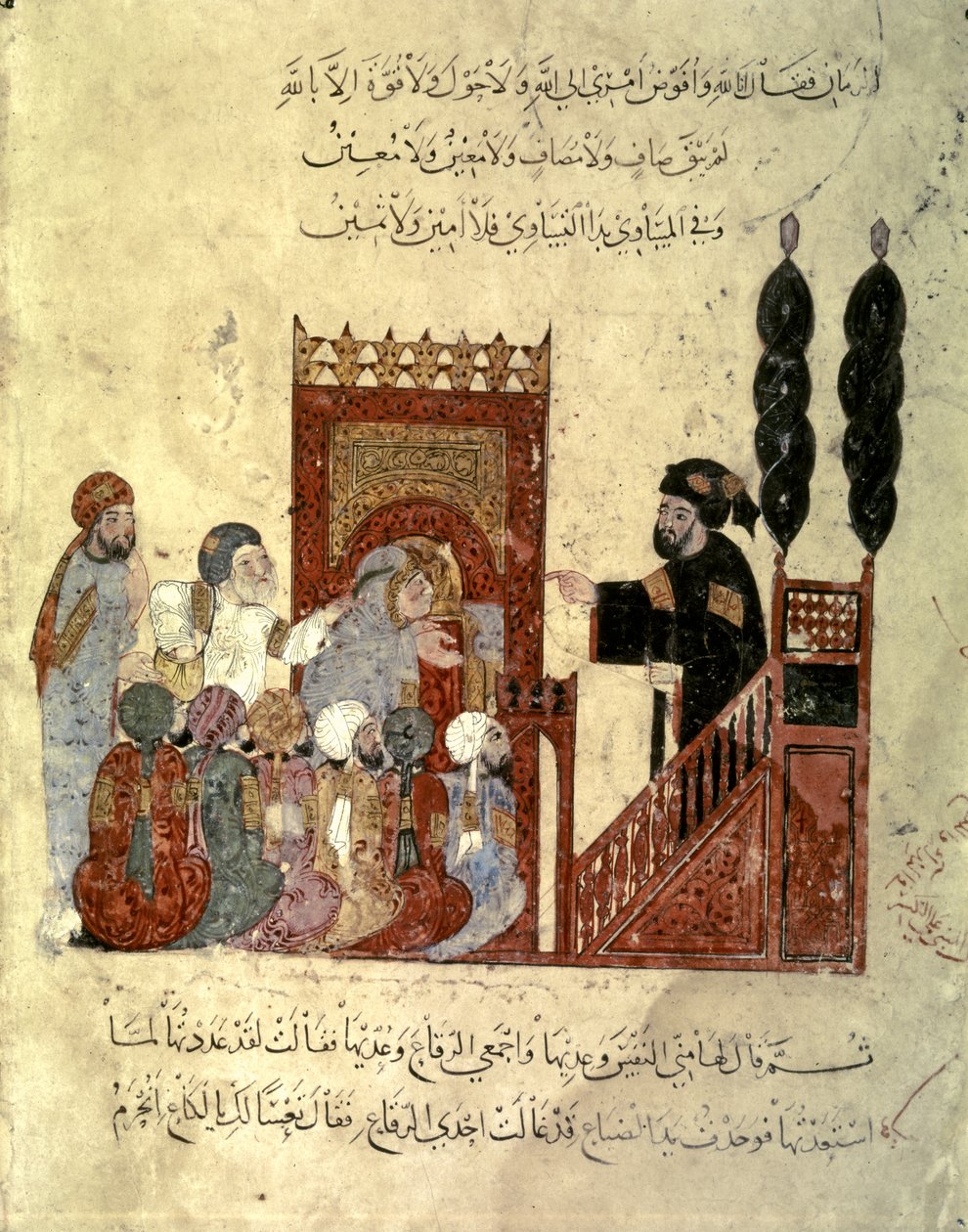 Scen inne i en moské av Yahya ibn Mahmud Al Wasiti
