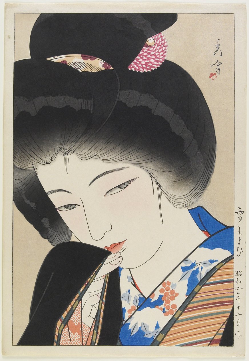 Approaching Snow, december 1927 (träblock i färg) av Yamakawa Shuho