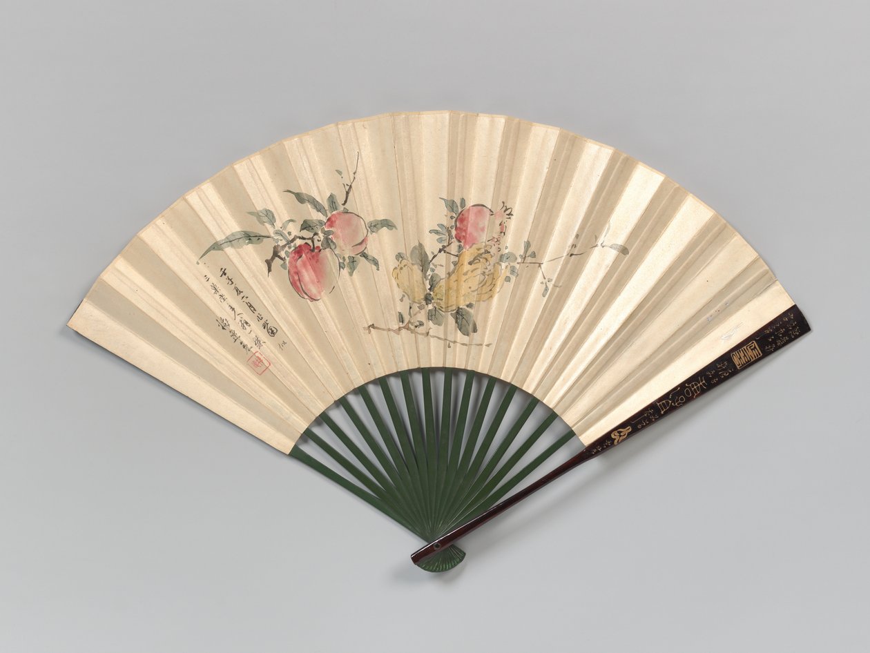 Persikor, granatäpple och fingersatt citron, 1832. av Yamamoto Baiitsu