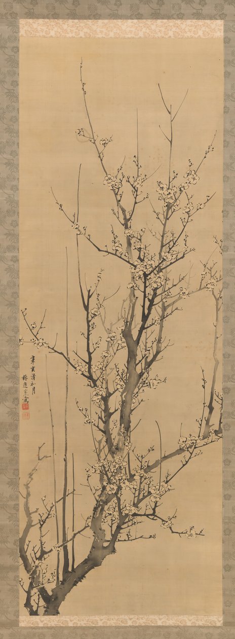 Plommonblommor, daterad 1851. av Yamamoto Baiitsu