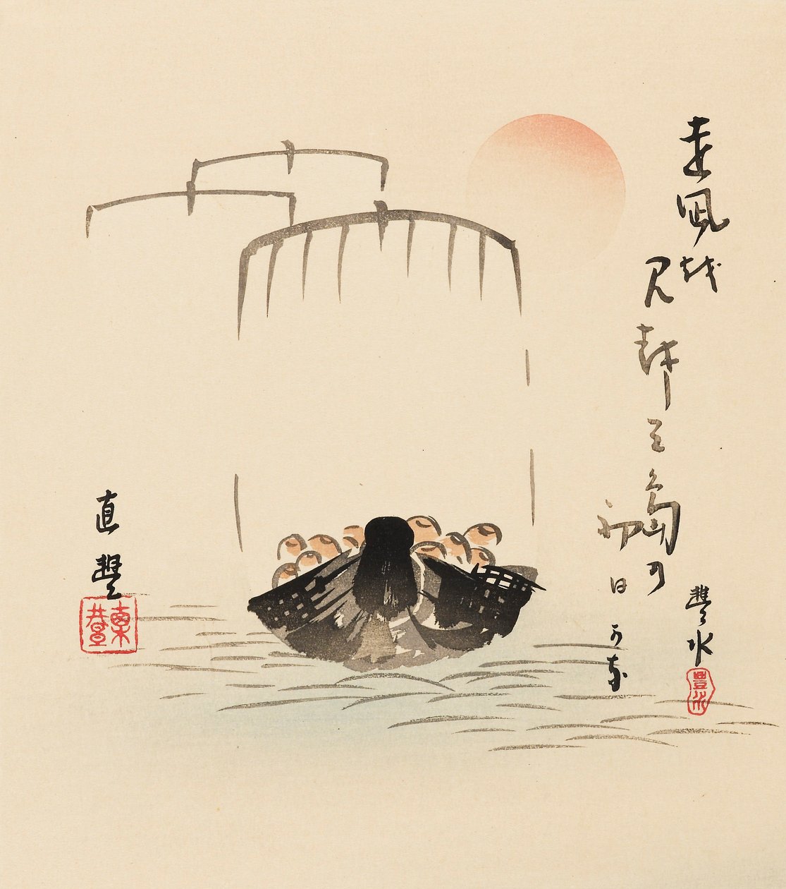 Träblocktryck - Takarabune, sent 1800-tal av Yamamoto Hosui