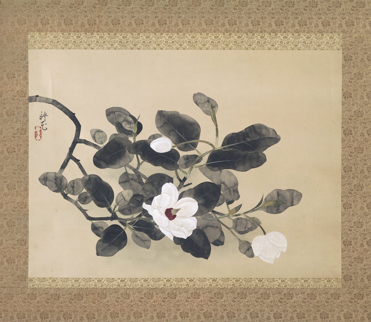 Magnoliakren, hängande rulle, 1933 av Yamamura Koka